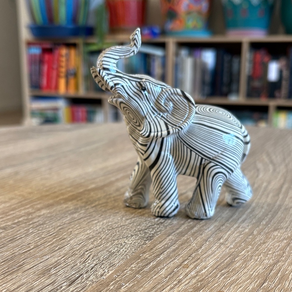 Ceramic Striped Elephant Figurine